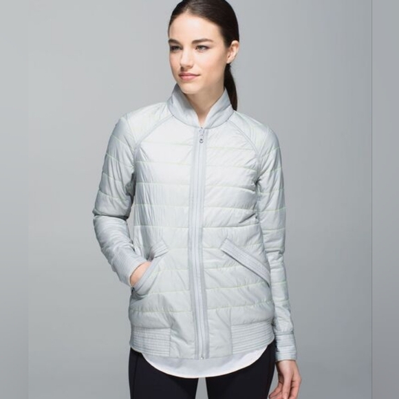 lululemon athletica Jackets & Blazers - LULULEMON Grey Reversible THE BOMB Quilted Bomber Jacket 12